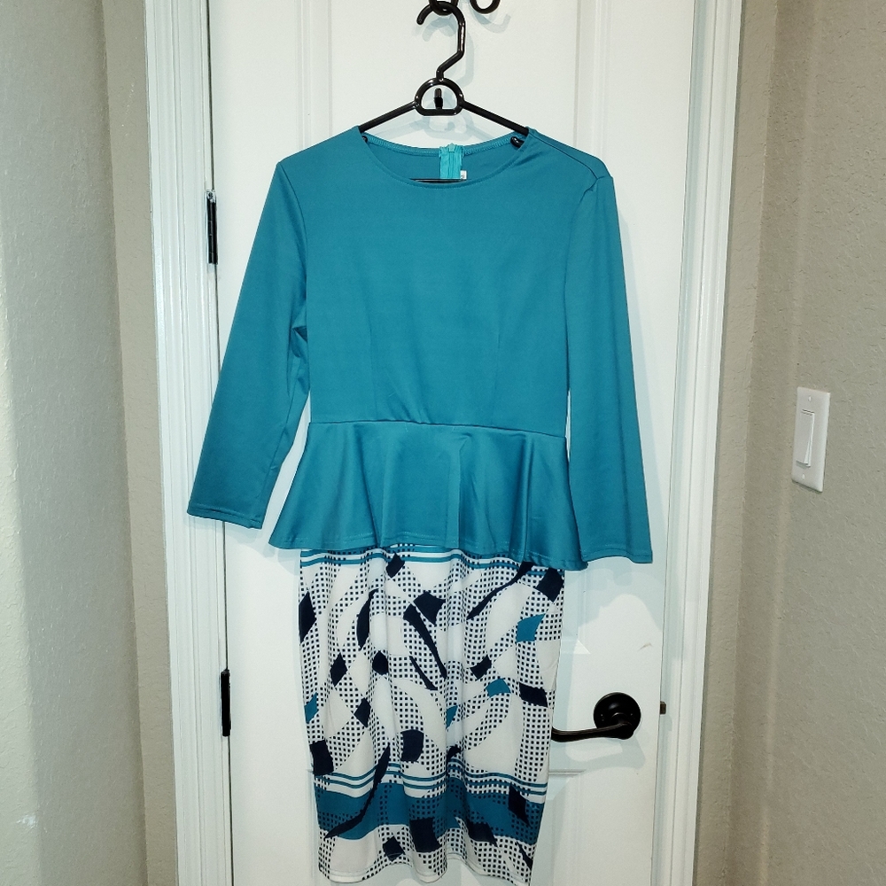 Turquoise peplum dress